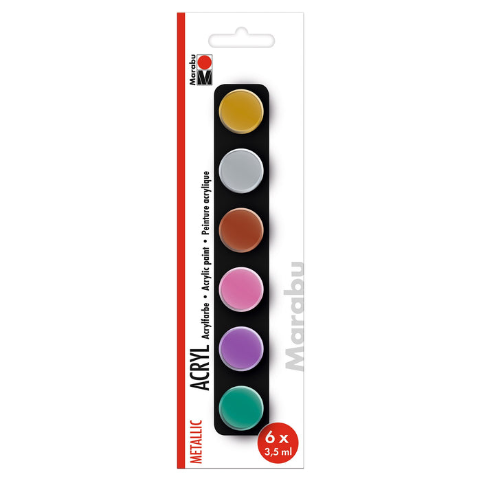 Set pintura acrílica metalizada Marabu 6x3,5ml mini