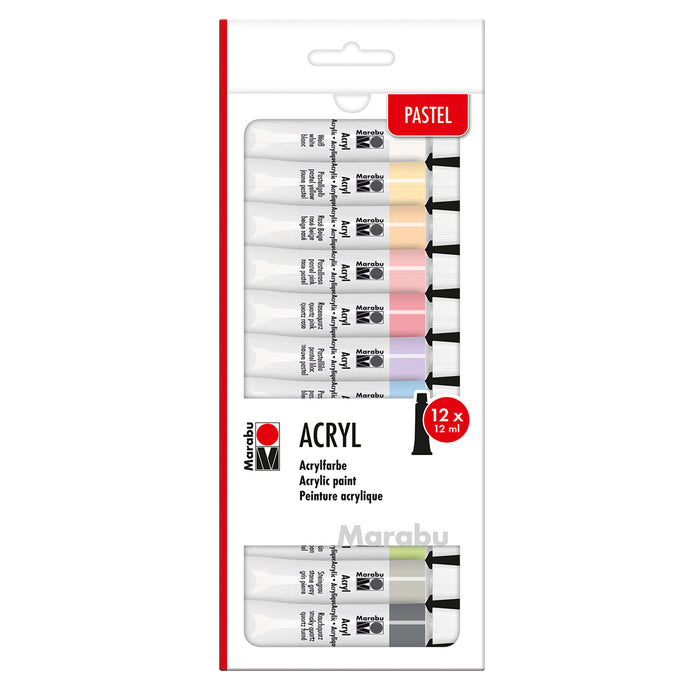 Set pintura acrílica tonos pastel Marabu 12 x 12 ml