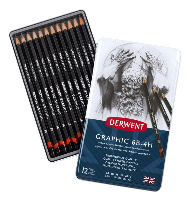 Derwent - Caja Graphic Medium Pencils 12 Unidades