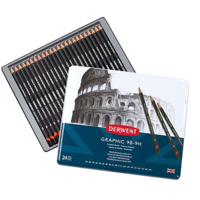 Derwent -  Caja Metal Lápices de Grafito Graphic 24 unidades
