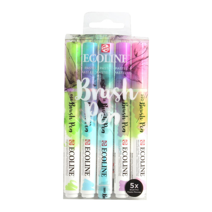 Royal Talens - Set Rotulador Acuarela Ecoline Brush Pen Pastel 5 unidades