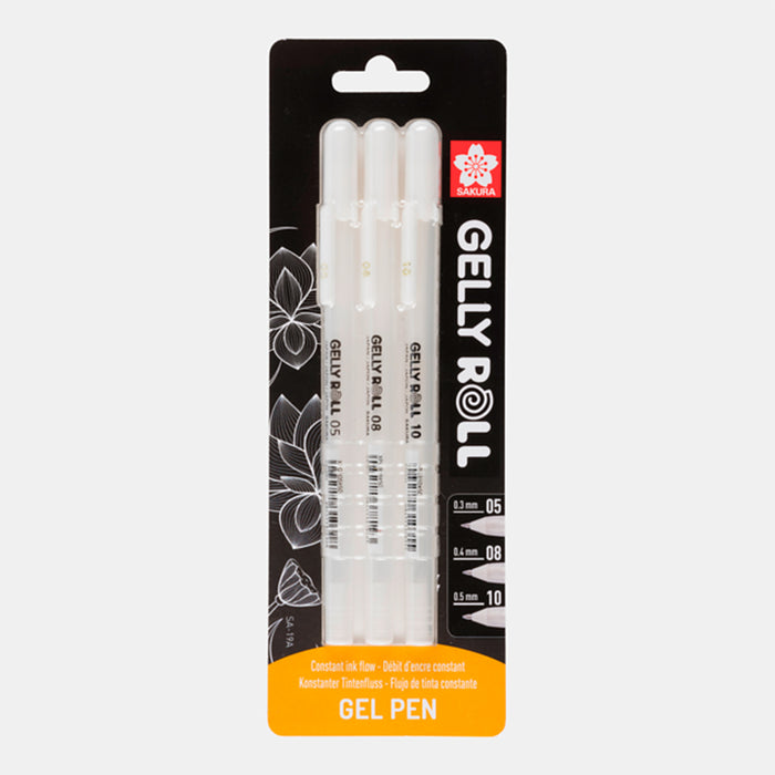 Set 3 bolígrafos gel Gelly roll - Sakura Blanco