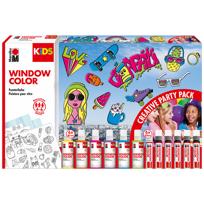 Set pintura para ventanas Party pack Marabu Kids 6x80ml + 6x25ml