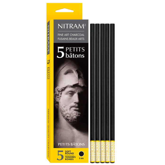 Set 5 carboncillos suaves 6mm Nitram