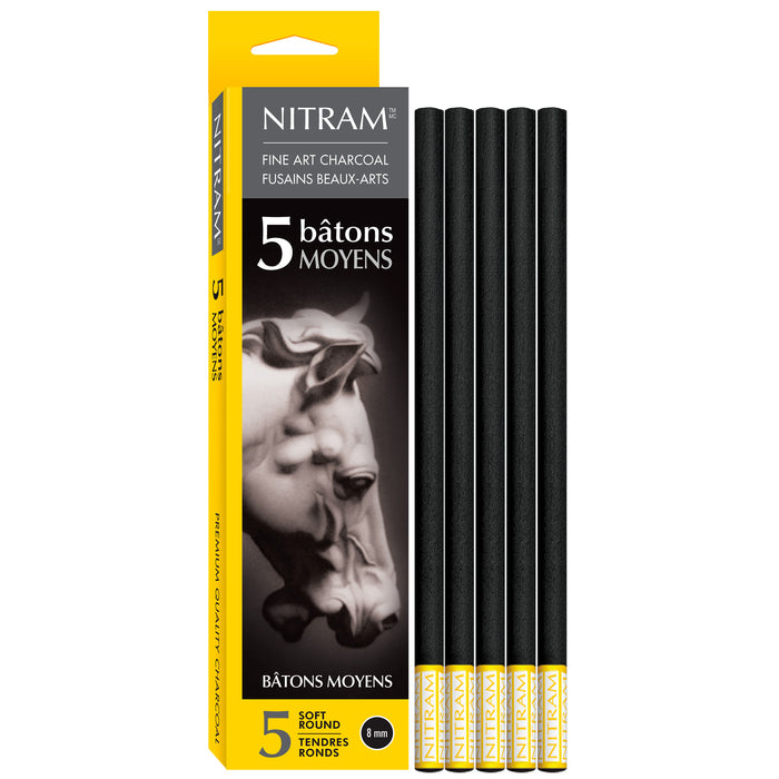 Set 5 carboncillos suaves 8mm Nitram