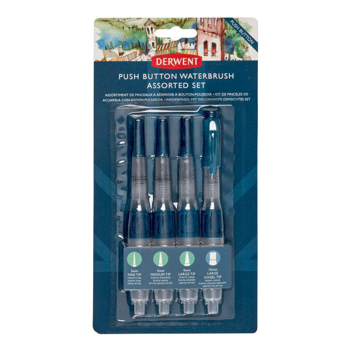 Set de 4 pinceles con depósito Push Button - Derwent