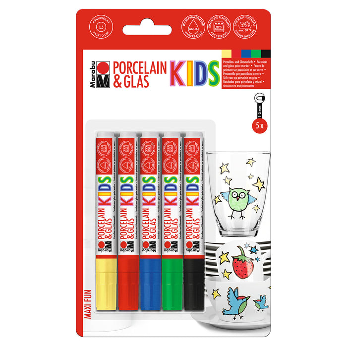 Set rotuladores para porcelana y cristal Marabu Kids 5x1-2mm