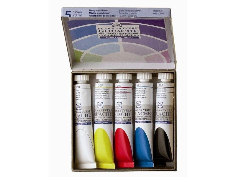 Set de Tempera Gouache Colores Primarios Talens 5x20ml