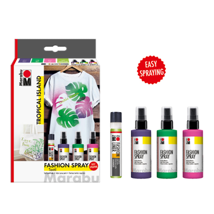 Set pintura textil Fashion spray Marabu tropical 3x100ml