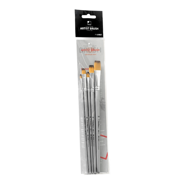 Set 5 pinceles planos ShinHan Artist 855NS  (Nº 2, 6, 8, 12, 16)