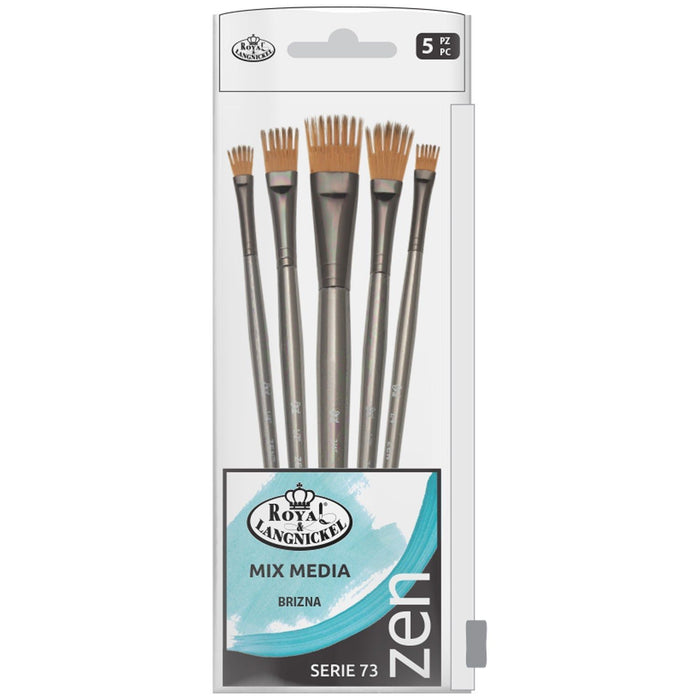 SET BÁSICO 5 PINCELES PARA MIX MEDIA BRIZNA SINTÉTICO ZEN R&L SERIE 73