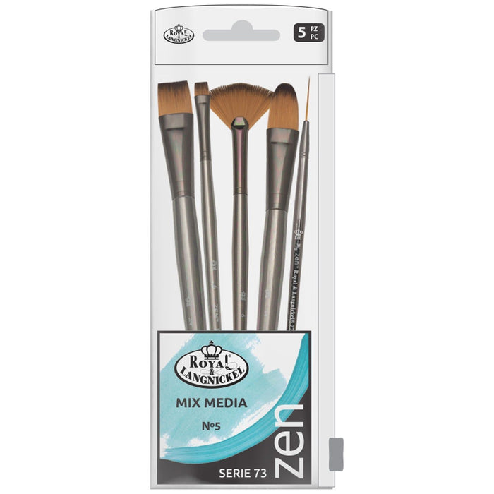 SET BÁSICO 5 PINCELES PARA MIX MEDIA 5C/ SINTÉTICO ZEN R&L SERIE 73