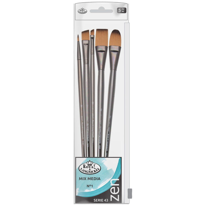 SET BÁSICO 5 PINCELES PARA MIX MEDIA 1C/ SINTÉTICO ZEN R&L SERIE 43