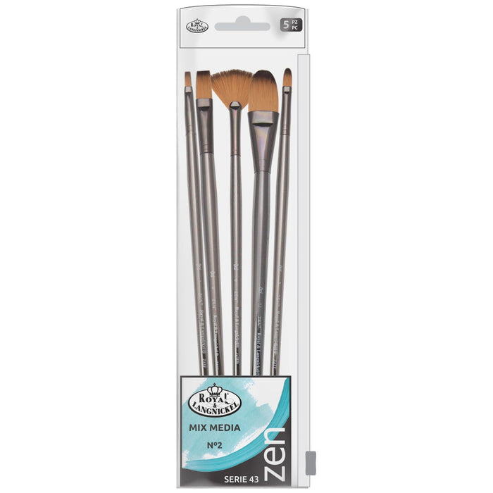 SET BÁSICO 5 PINCELES PARA MIX MEDIA 2C/ SINTÉTICO ZEN R&L SERIE 43