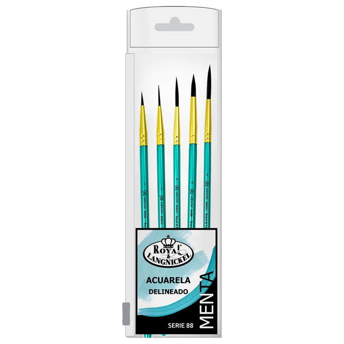SET BÁSICO 5 PINCELES PARA DELINEAR / SINTÉTICO MENTA R&L SERIE 88