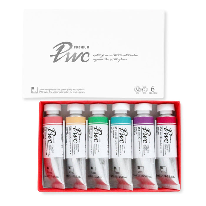 ShinHan - Set Tint B Acuarela Extra Fina PWC con 6 Tubos de 15ml