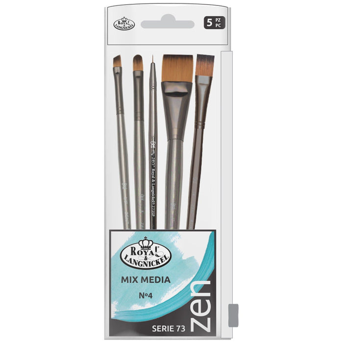 SET BÁSICO 5 PINCELES PARA MIX MEDIA 4C/ SINTÉTICO ZEN R&L SERIE 73