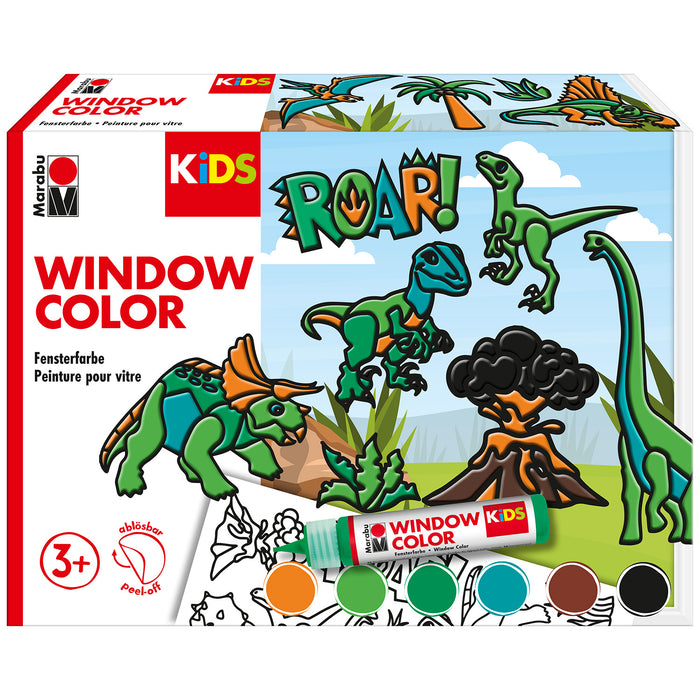 Set pintura para ventanas Dinosaurio Marabu Kids 6x25ml