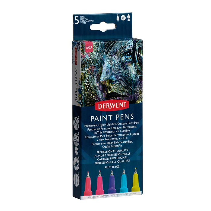 Set 3 de 5 rotuladores acrílicos punta fina Paint Pen - Derwent