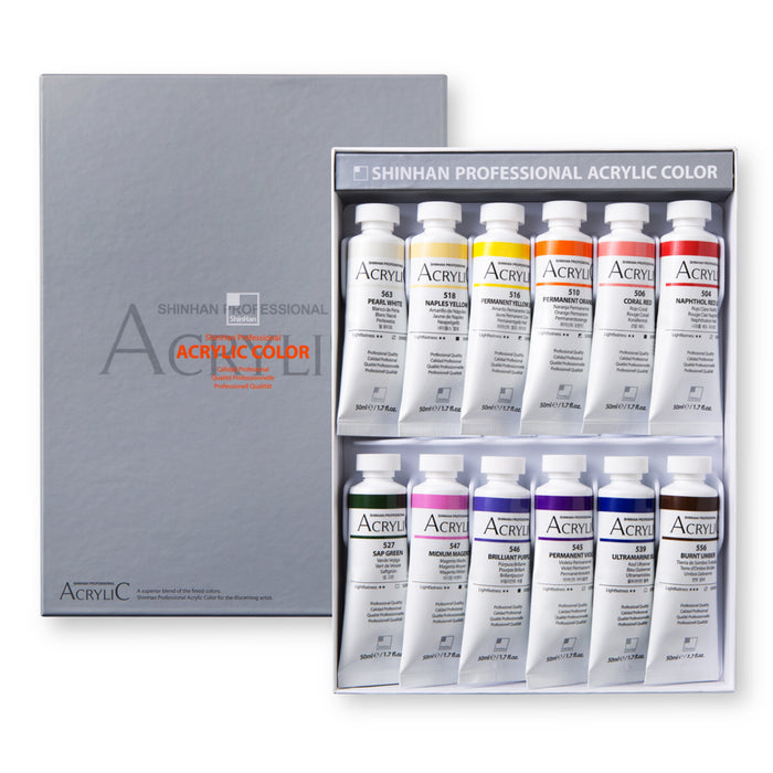 Set B pintura acrílica 12 tubos 50ml - ShinHan profesional