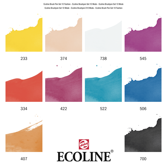 Set 10 rotuladores acuarelables Ecoline punta pincel - Moda