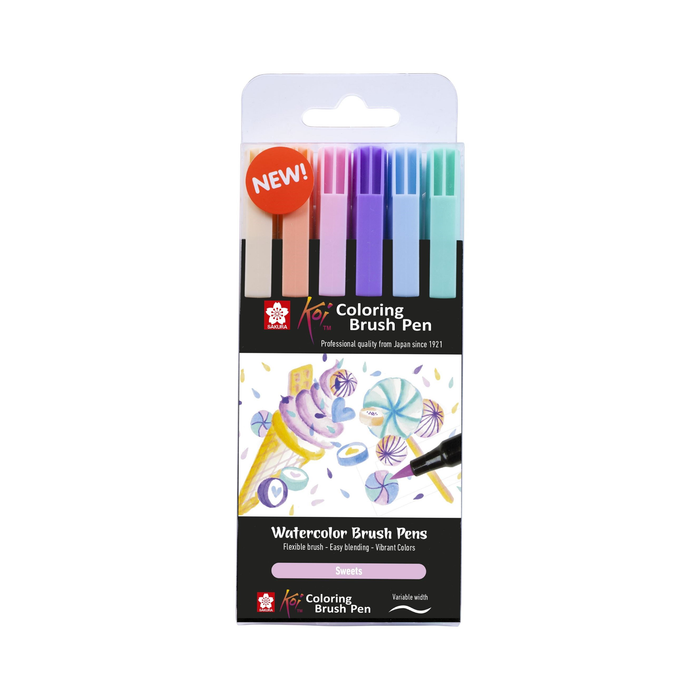 Set 6 rotuladores pincel Sakura Koi Color Brush pastel