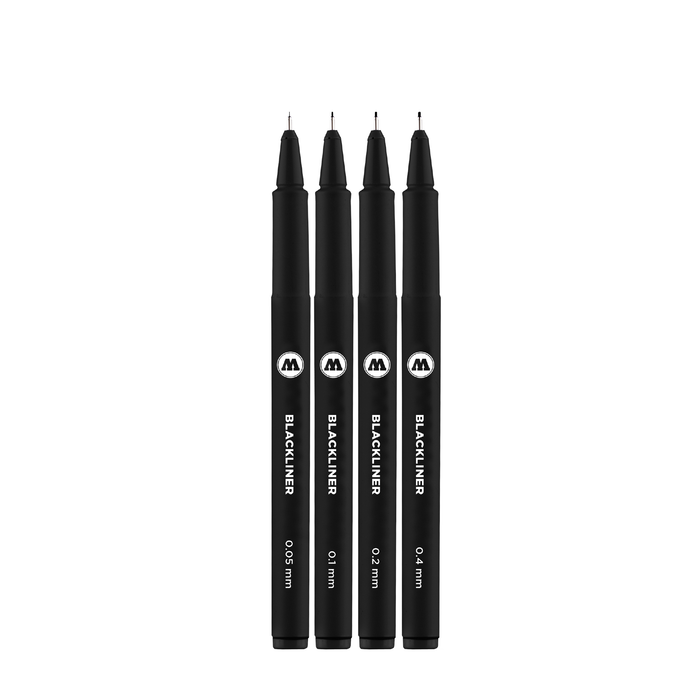 Set 4 calibrados Blackliner 0.05, 0.1, 0,2 y 0.4 - Molotow