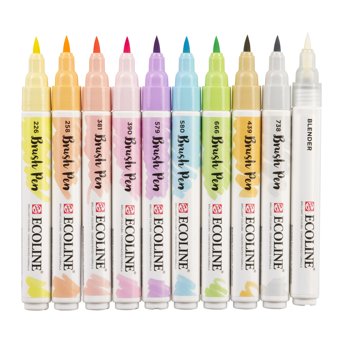 Set 10 rotuladores acuarelables Ecoline punta pincel - Pastel