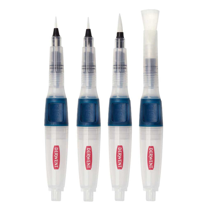 Set de 4 pinceles con depósito Push Button - Derwent