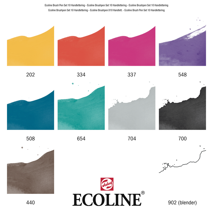 Set 10 rotuladores acuarelables Ecoline punta pincel - Lettering