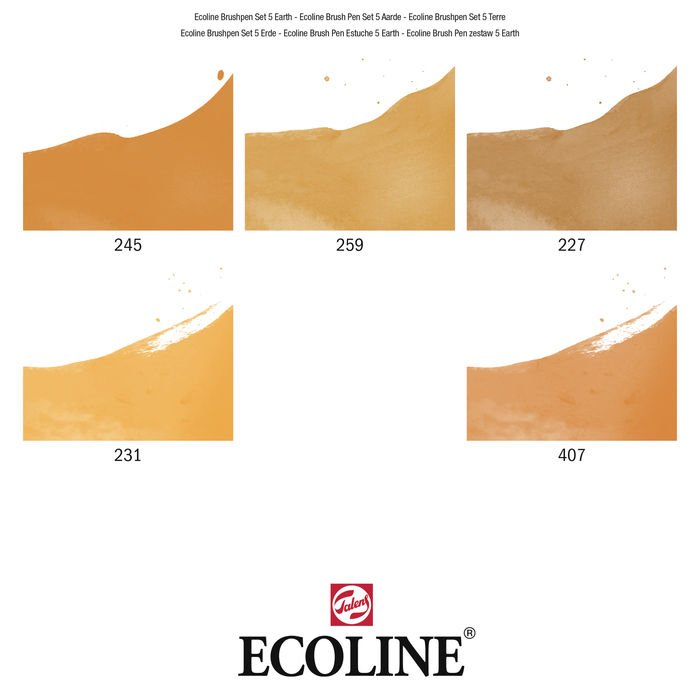 Set 5 Rotuladores acuarelables punta pincel Ecoline - Tierra