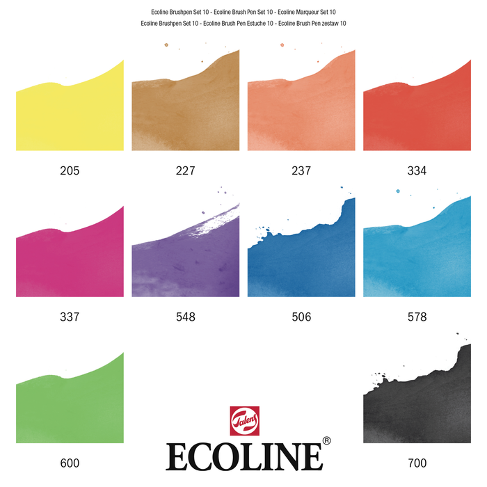 Set 10 rotuladores acuarelables Ecoline punta pincel - Básico