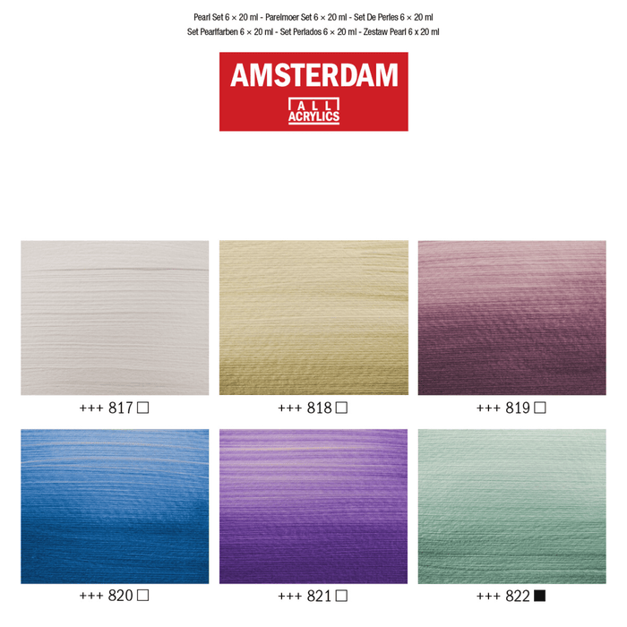 Set 6 tubos de pintura acrílica Amsterdam Set nacarados 20ml