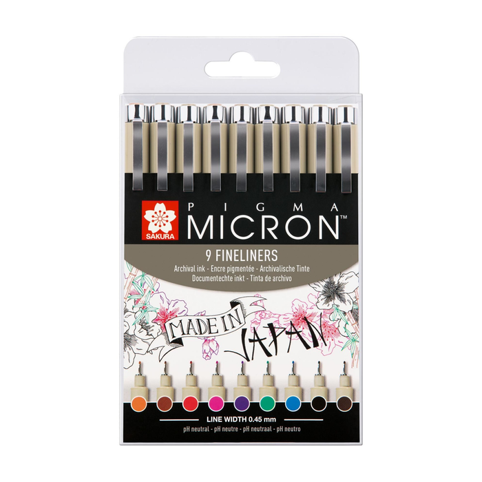 Set rotuladores calibrados 05 Pigma Micron 9 colores