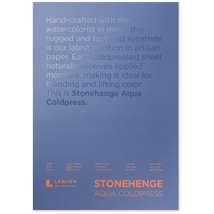 Bloc de papel para acuarela 100% algodón Stonehenge cold press 300gms - Legion Paper