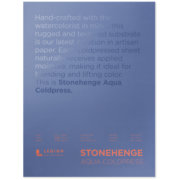 Bloc de papel para acuarela 100% algodón Stonehenge cold press 300gms - Legion Paper