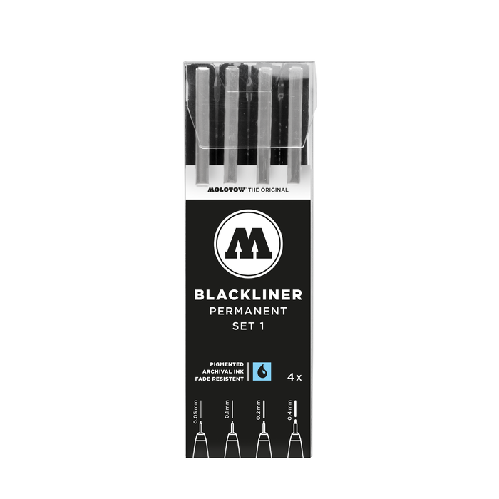 Set 4 calibrados Blackliner 0.05, 0.1, 0,2 y 0.4 - Molotow