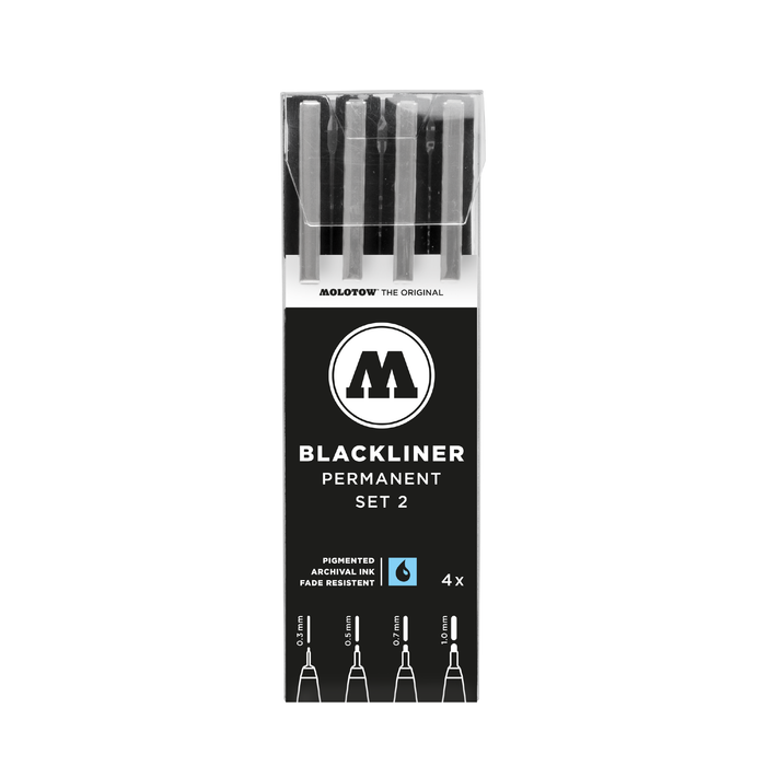 Set 4 calibrados Blackliner 0.3, 0.5, 0,7 y 1 - Molotow