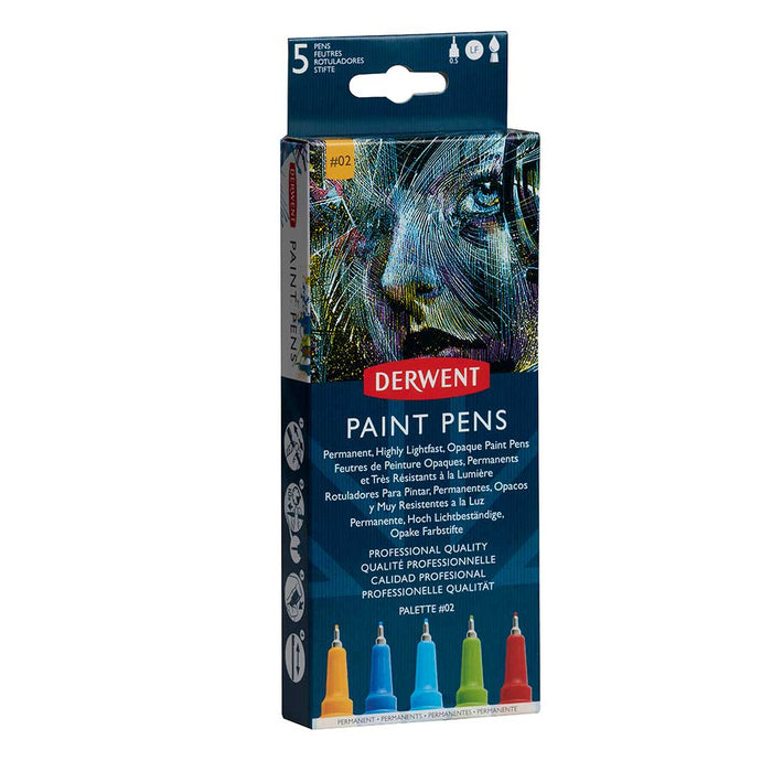 Set 2 de 5 rotuladores acrílicos punta fina Paint Pen - Derwent