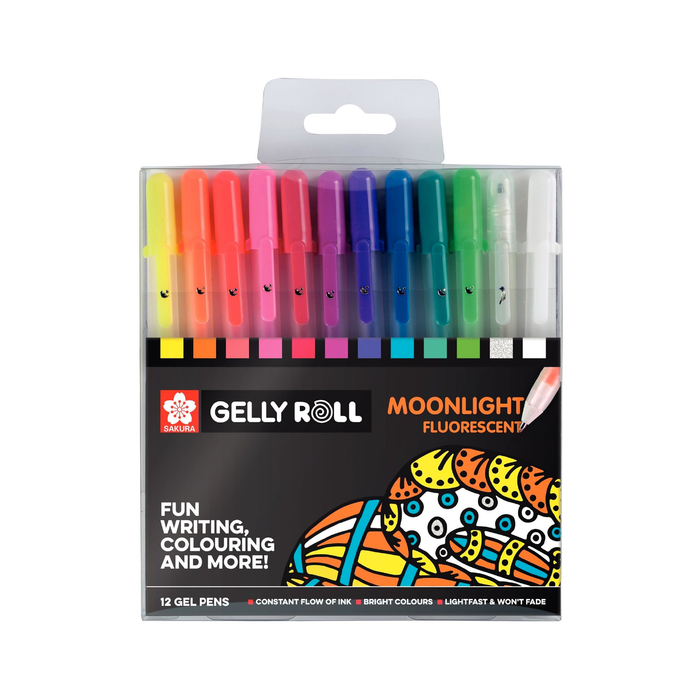 Set 12 bolígrafos Moonlight fluor de gel Gelly roll - Sakura