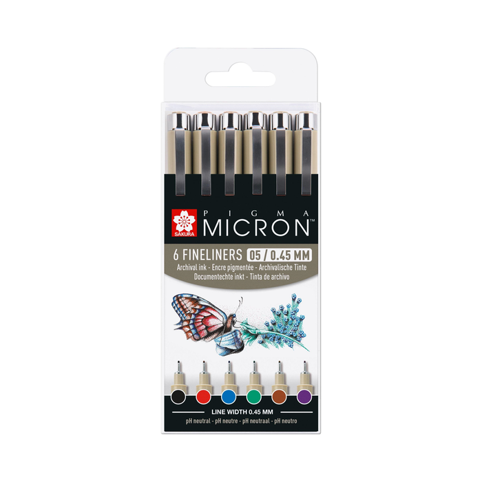 Set rotuladores calibrados 05 Pigma Micron 6 colores