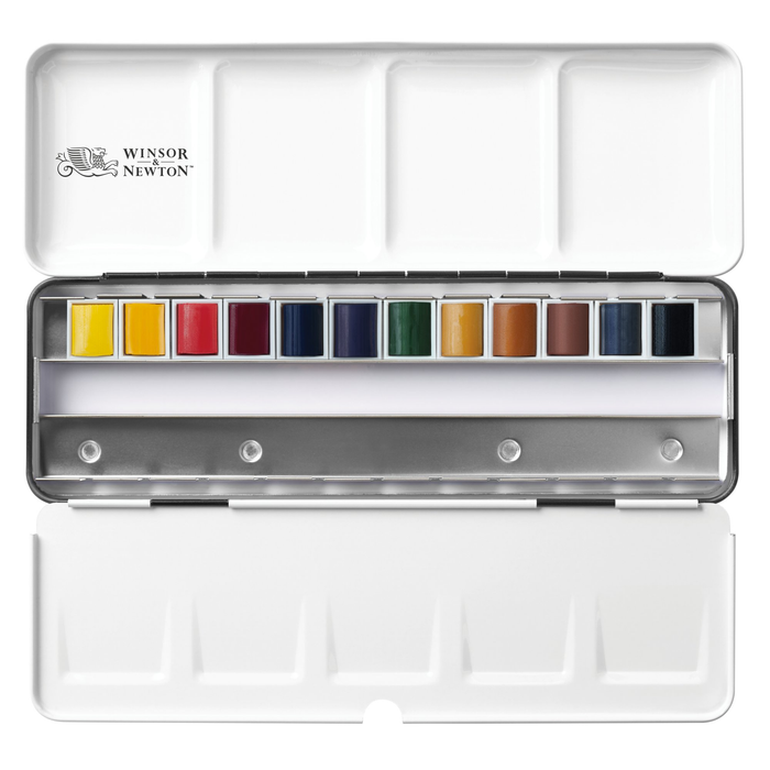 Estuche de acuarela profesional con 12 medias pastillas + espacio extra - Winsor & Newton