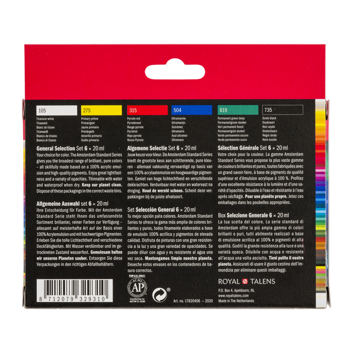 Set pintura acrílica 20ml 6 unidades - Amsterdam