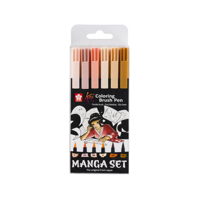 Set 6 Rotuladores punta pincel SAKURA KOI - Colouring Brush Pens Set Manga