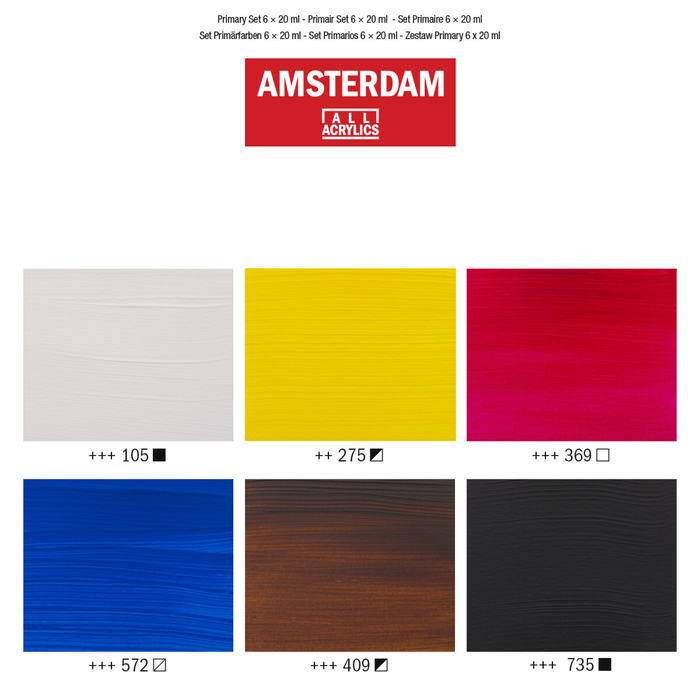 Set pintura acrílica 6 colores primarios 20ml - Amsterdam