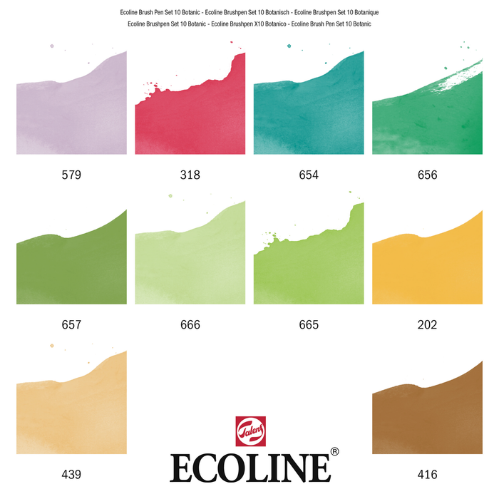 Set 10 rotuladores acuarelables Ecoline punta pincel - Botánico