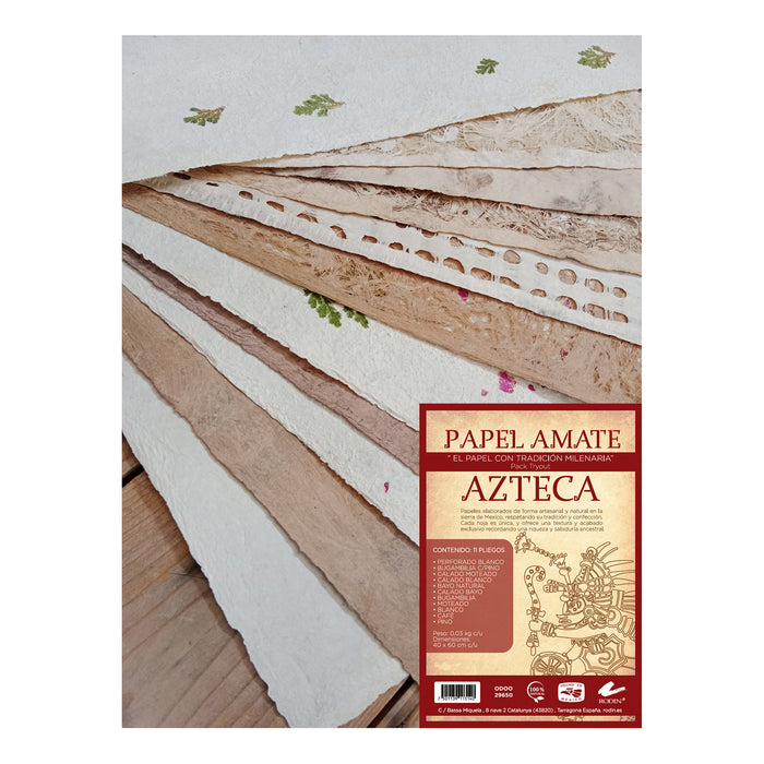 Pack papel amate Azteca 40x60 - 11 pliegos variados