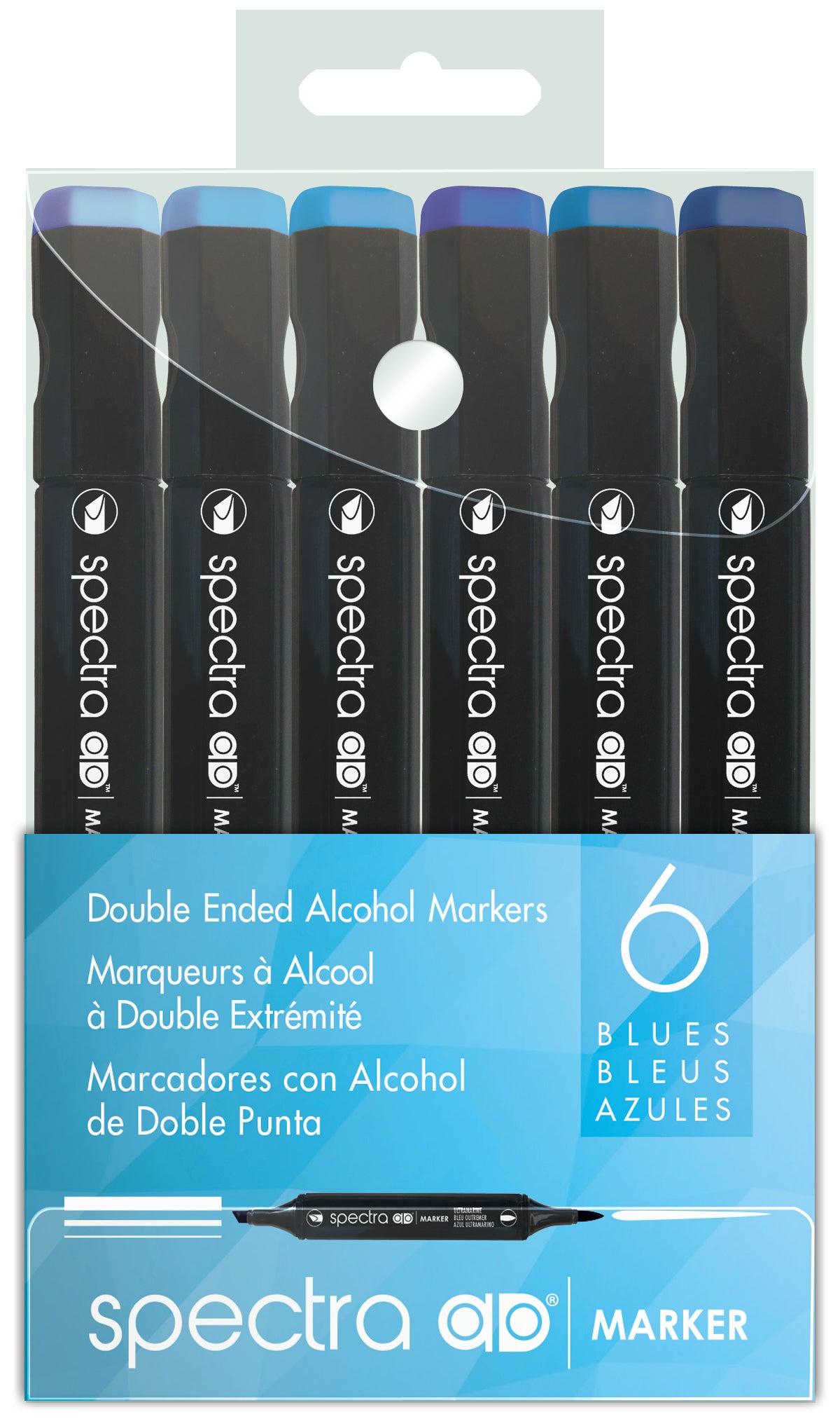 Set 6 rotuladores alcohol azules Spectra AD Marker - Rodin España