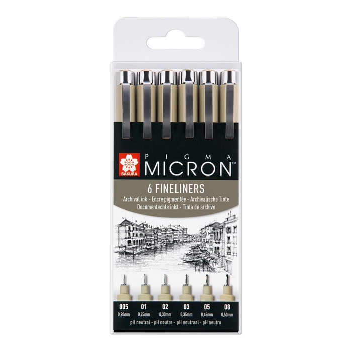 Set rotuladores calibrados Pigma Micron 6 Unidades - Sakura