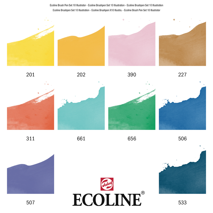 Set 10 rotuladores acuarelables Ecoline punta pincel - Ilustrador